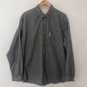 COLUMBIA Shirt Button Down 100% Cotton Sz XL Black & White/ Gray PERFECT